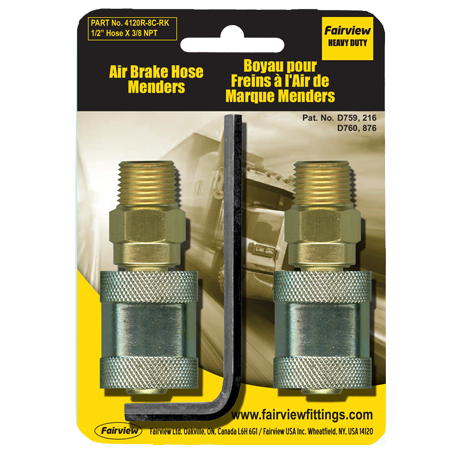 1/2H X 3/8P  AIR BRAKE HOSE MENDER SET - 2 PIECE KIT