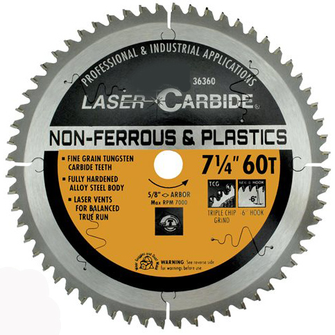 LASER CARBIDE 7-1/4" 60T NON-FERROUS BLADE