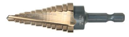 STEP DOWN DRILL BIT 1/8" -1/2" W/ 1/4" SHANK, GOLD OXIDE