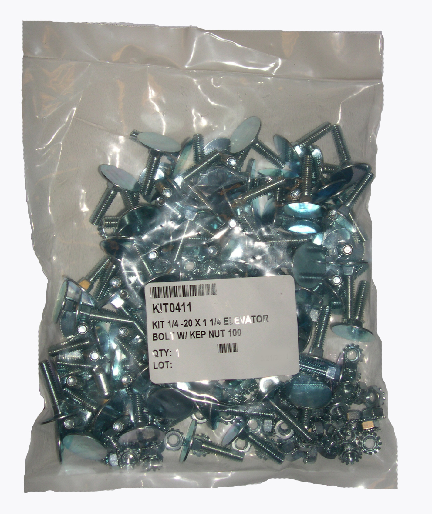 KIT 1/4 -20 X 1 1/4 ELEVATOR BOLT W/ KEP NUT 100