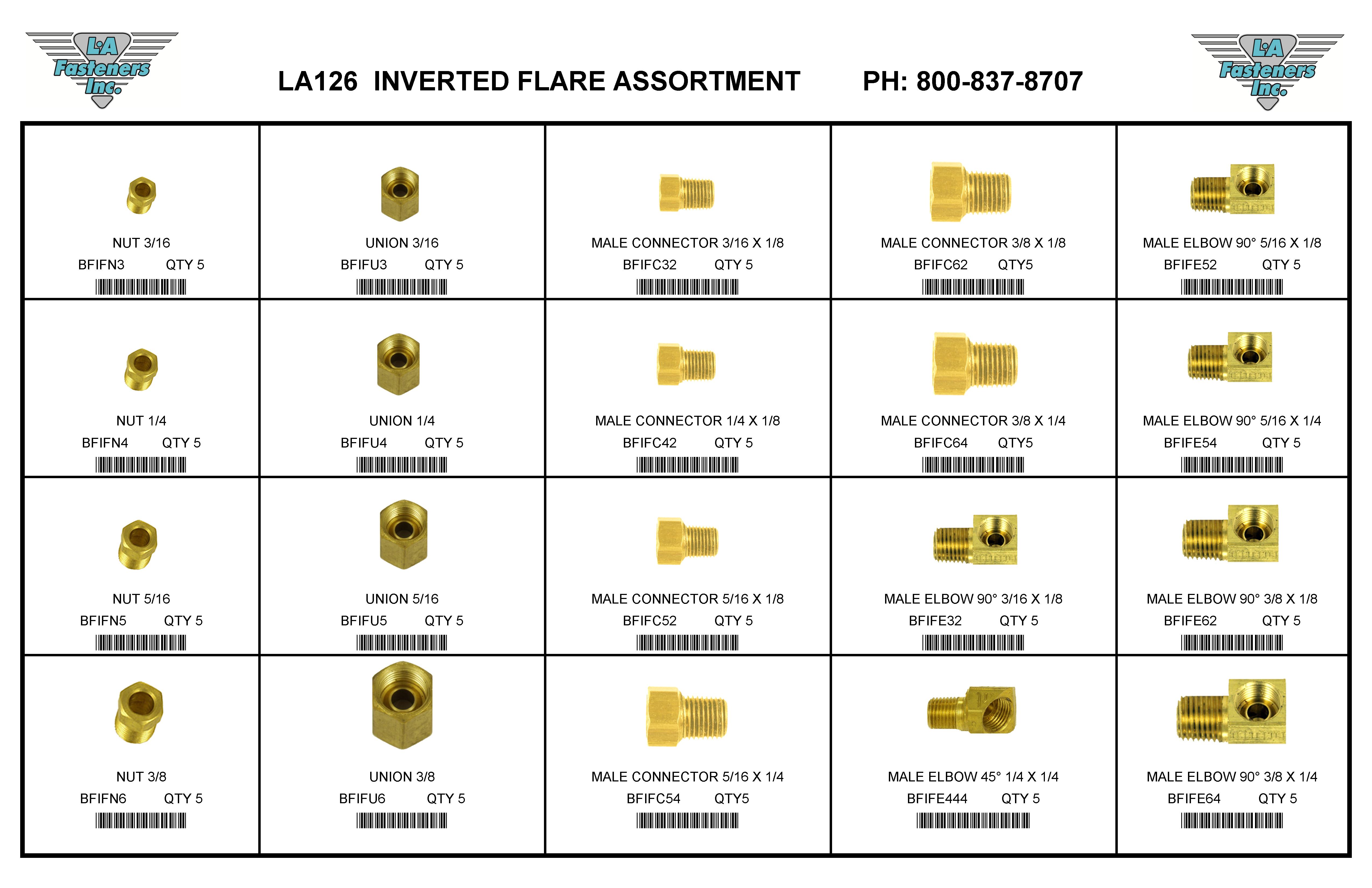 ASSORTMENTS-INVERTED FLARE FITTINGS