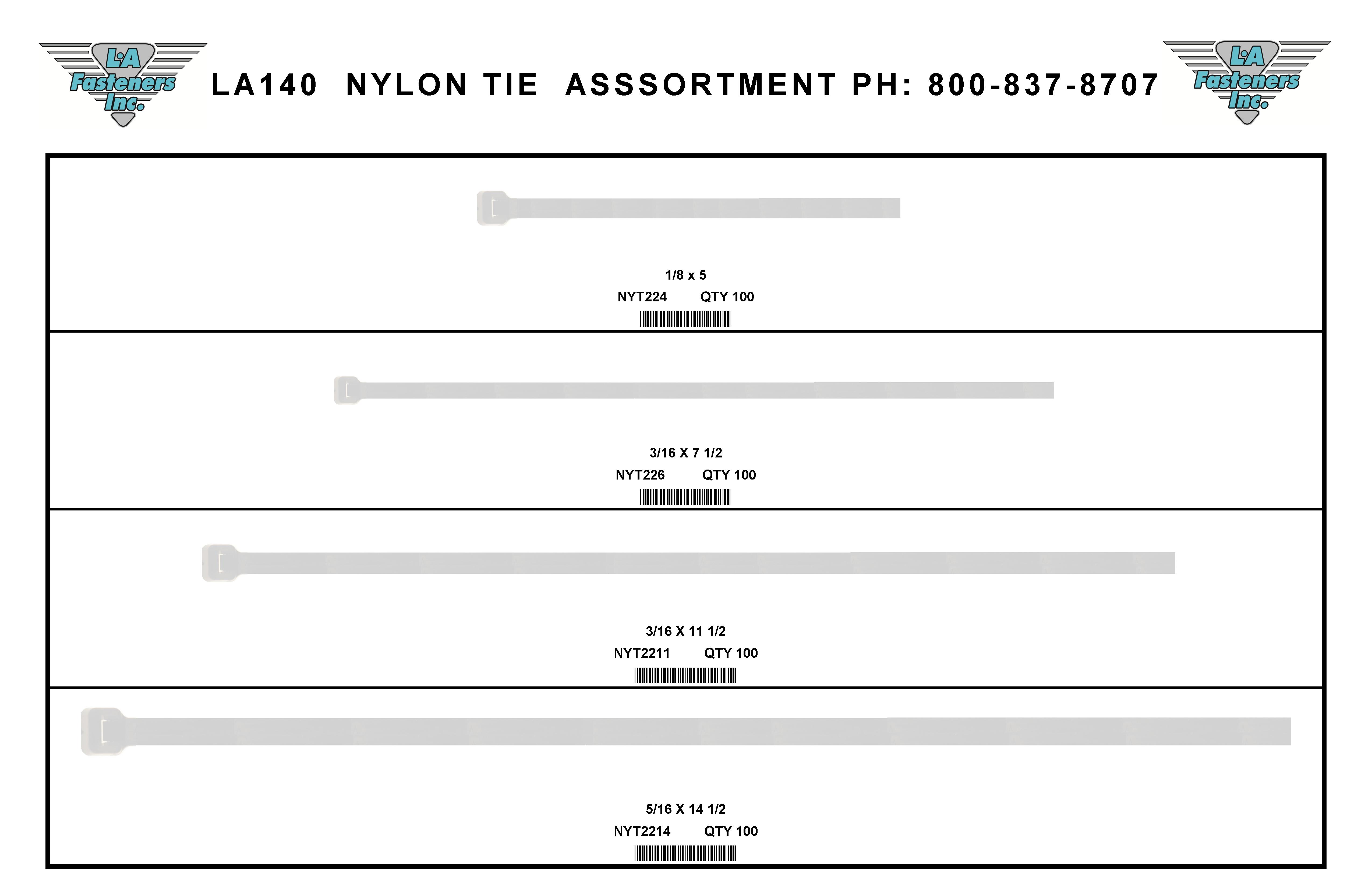 ASSORTMENTS-NYLON TIE STRAPS