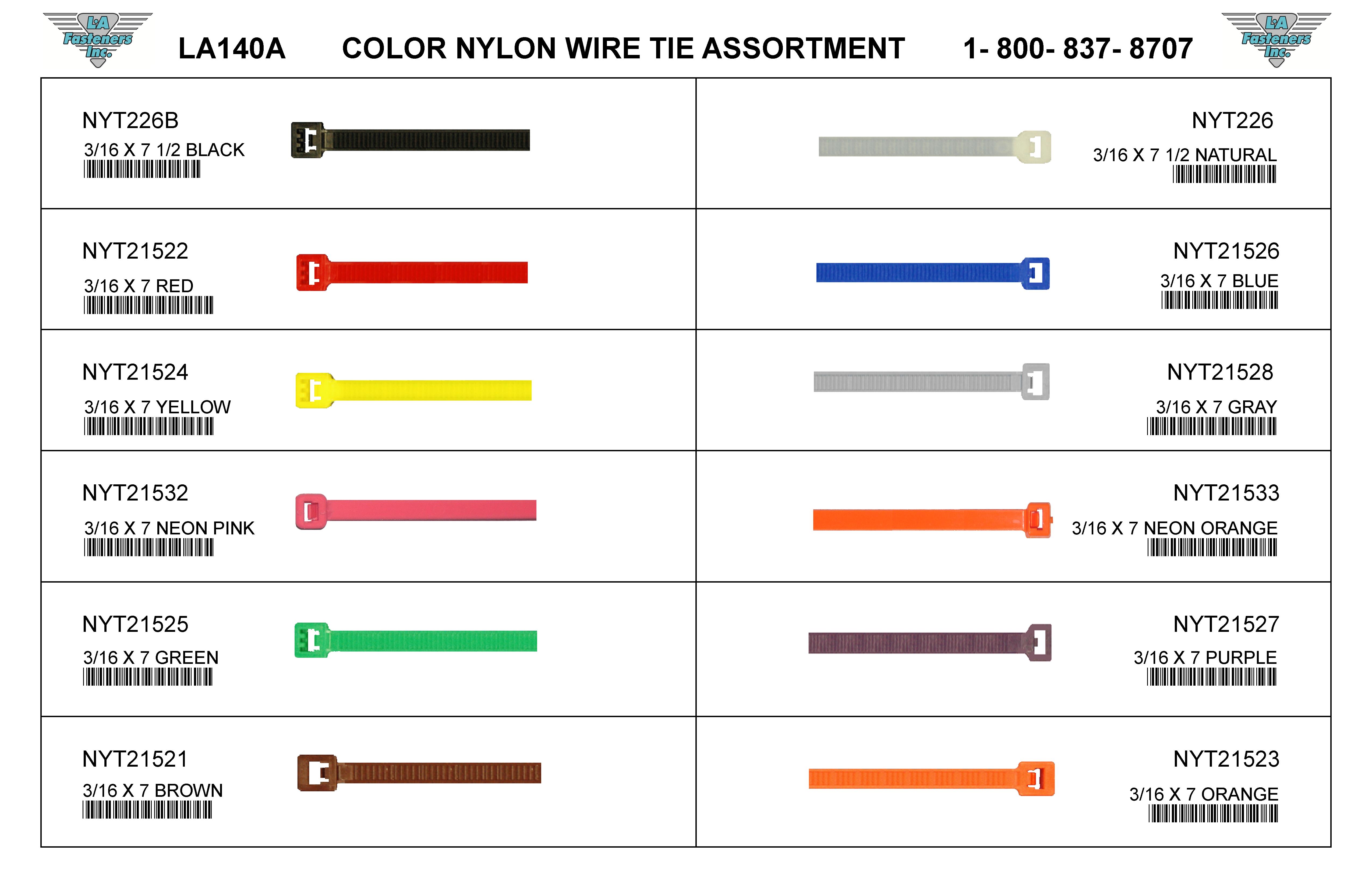 ASSORTMENTS-NYLON TIE STRAPS / COLORS