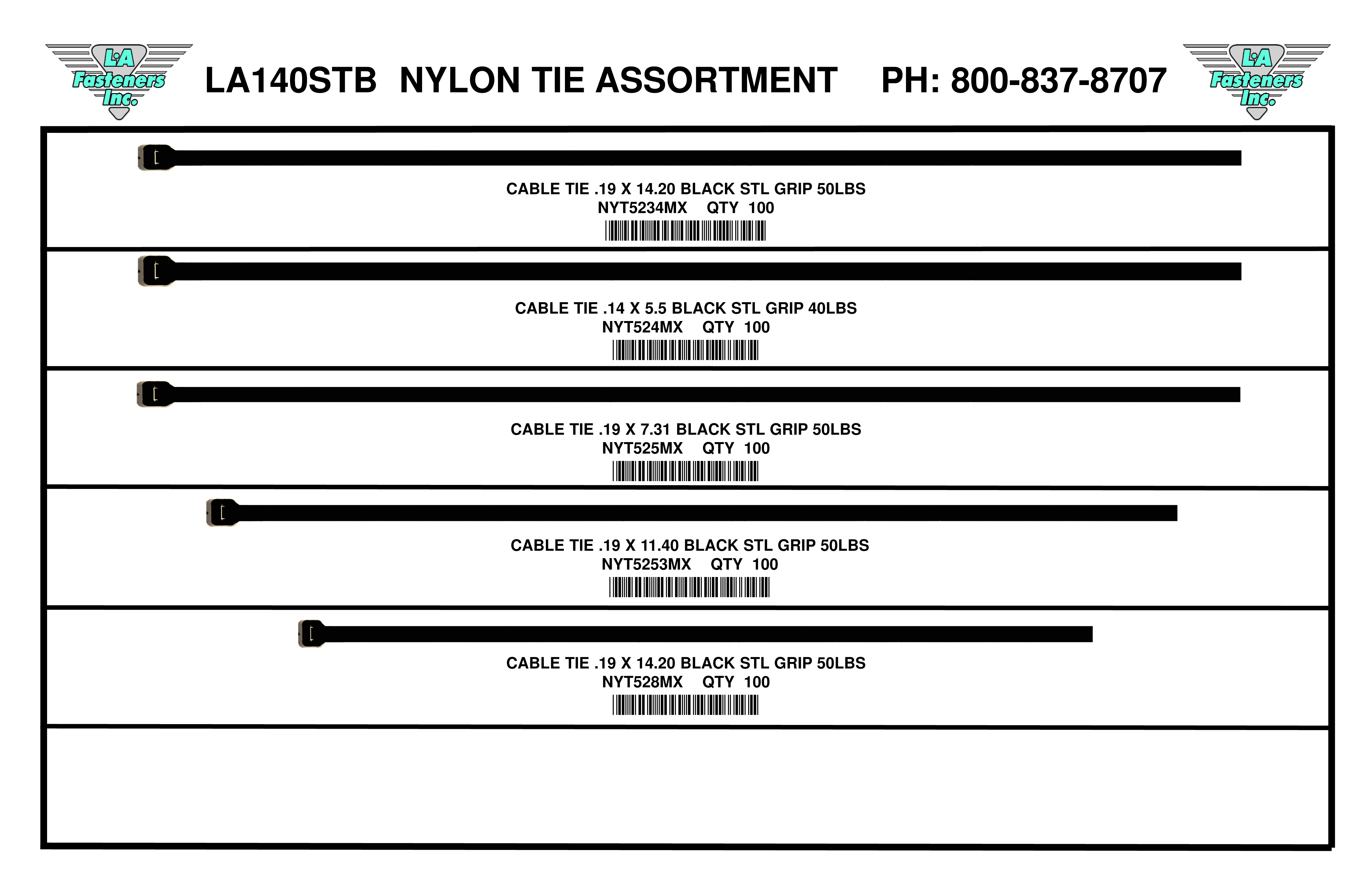 ASSORTMENTS-NYLON TIE STRAP BLACK WITH STEEL LOCK TAB