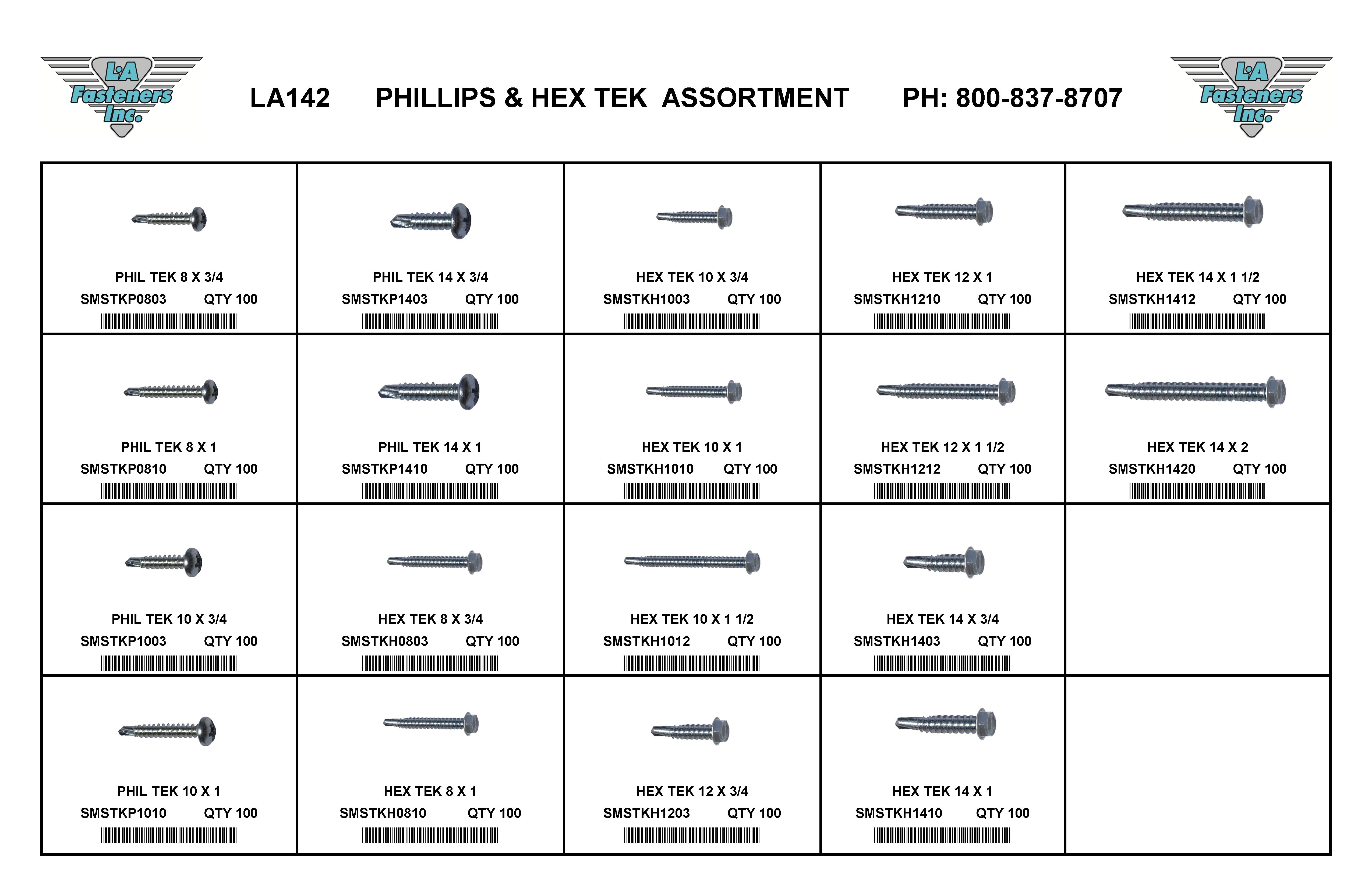 ASSORTMENT PH &amp; HH TEK SCREW