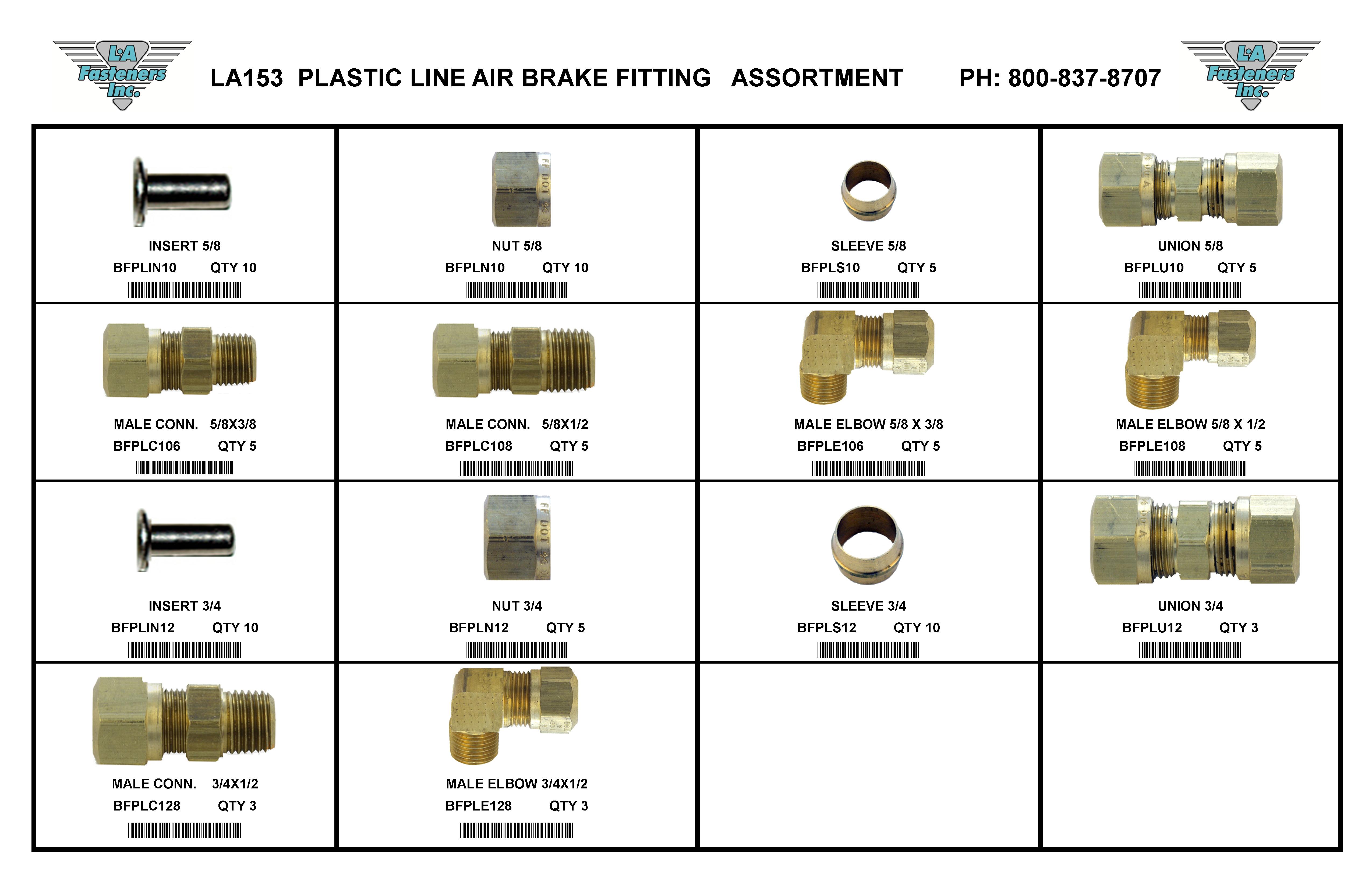 ASSORTMENTS-PLASTIC LINE FITTINGS LARGE SIZE 5/8-3/4