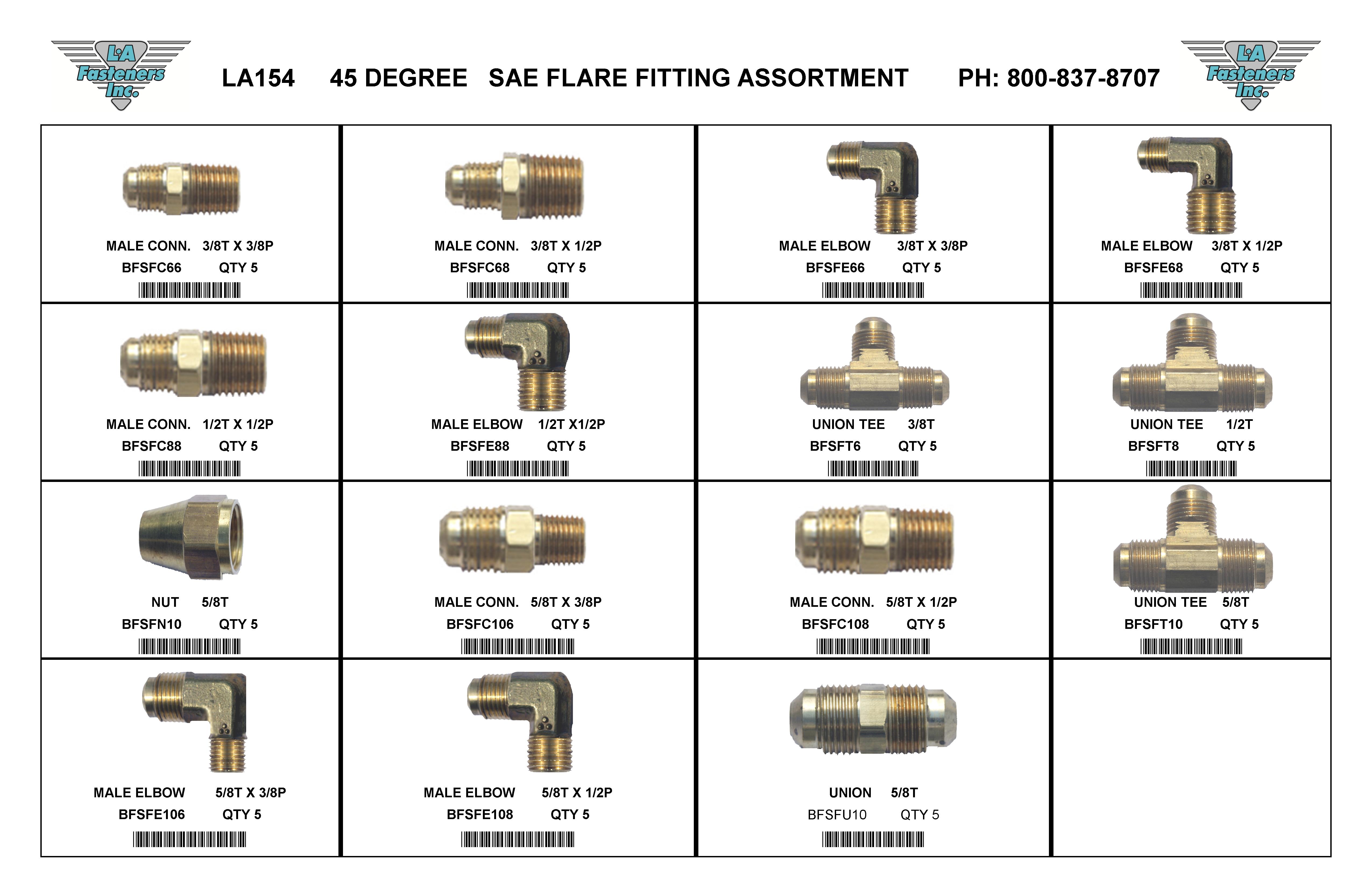 ASSORTMENTS-SAE FLARE FITTINGS ADDITIONAL SIZE 3/8-5/8