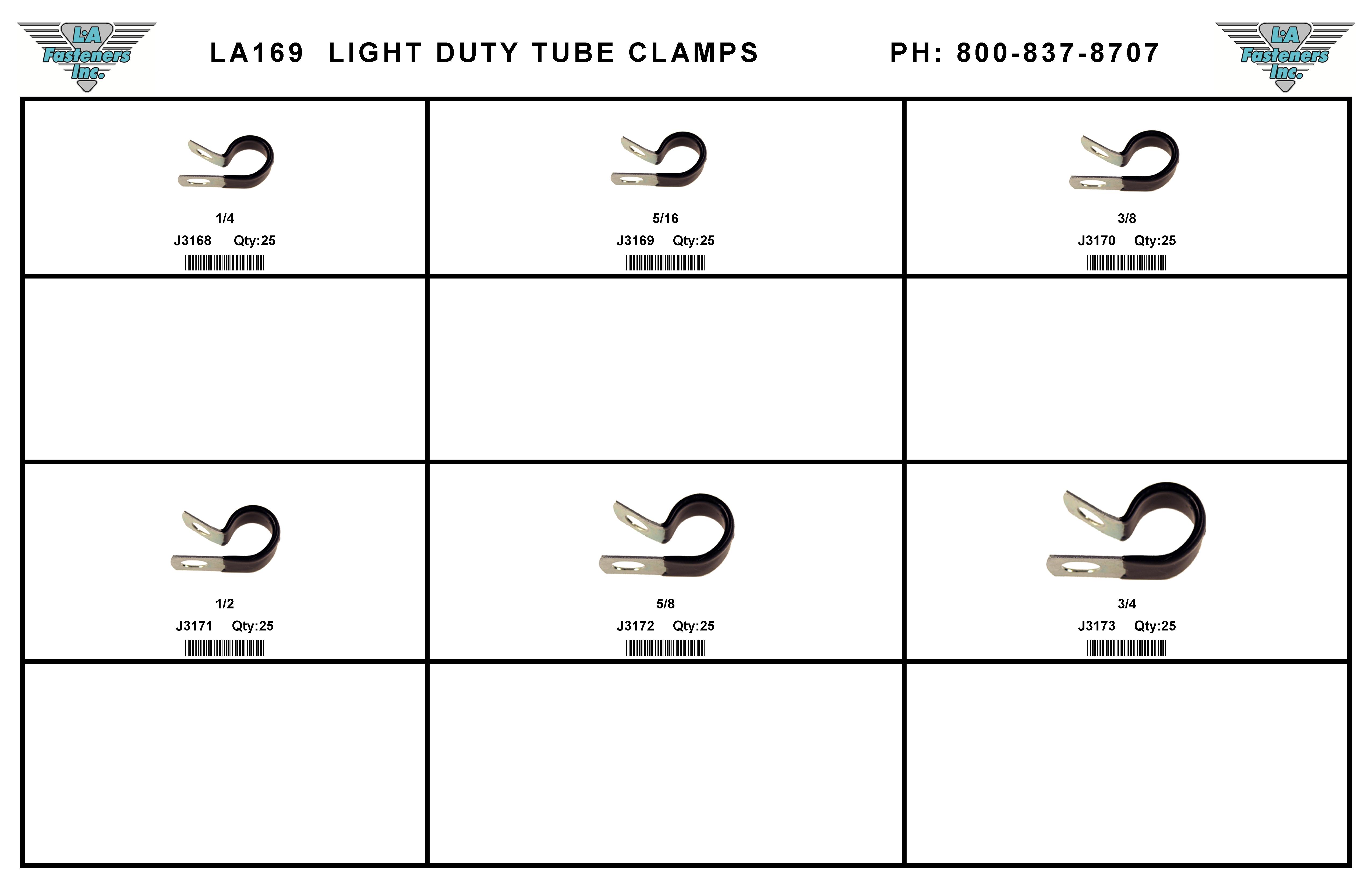 ASSORTMENT LITE DUTY TUBE CLAMP  - FULL QTY