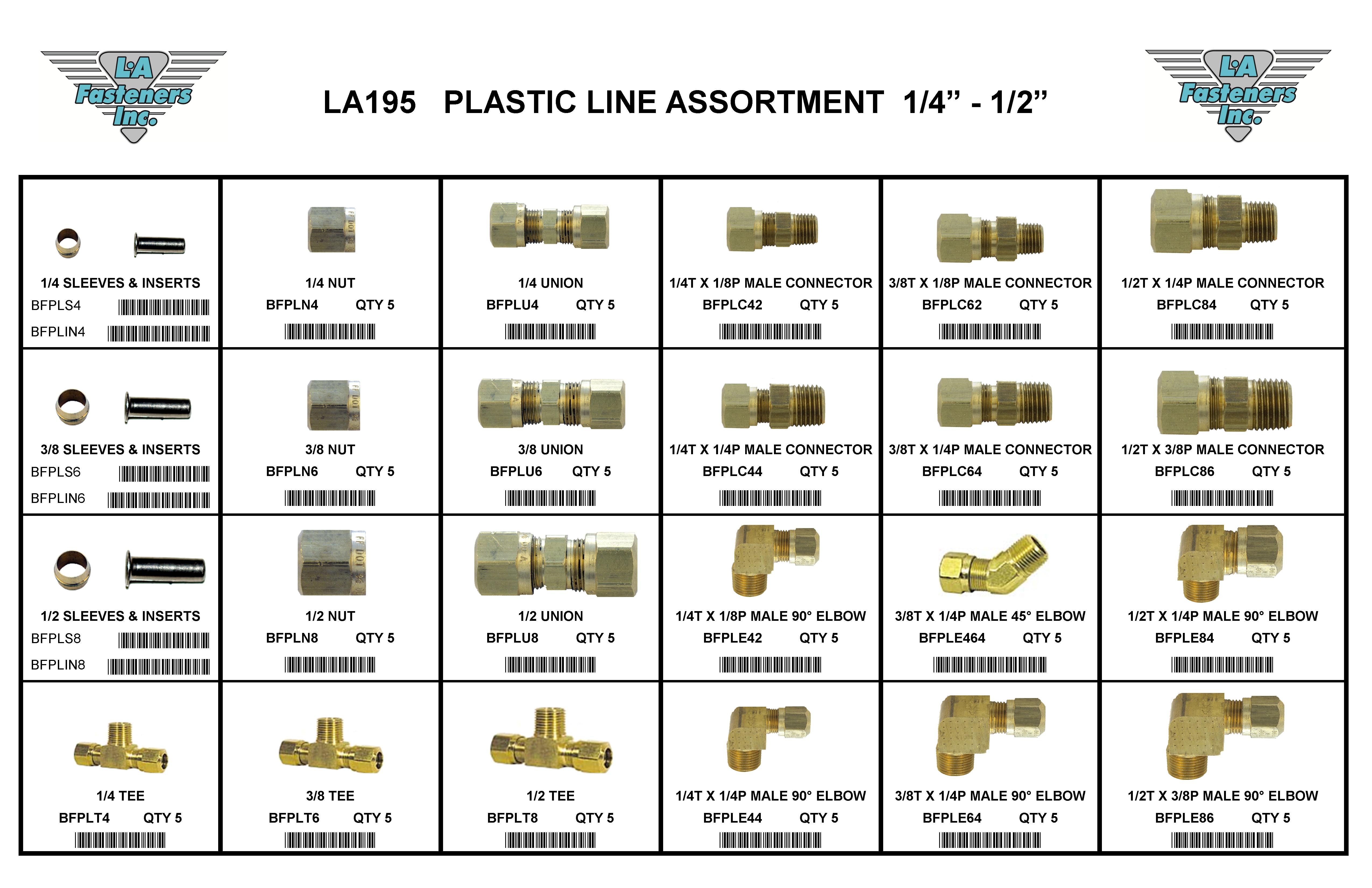 ASSORTMENTS-PLASTIC LINE STANDARD SIZE 1/4-1/2