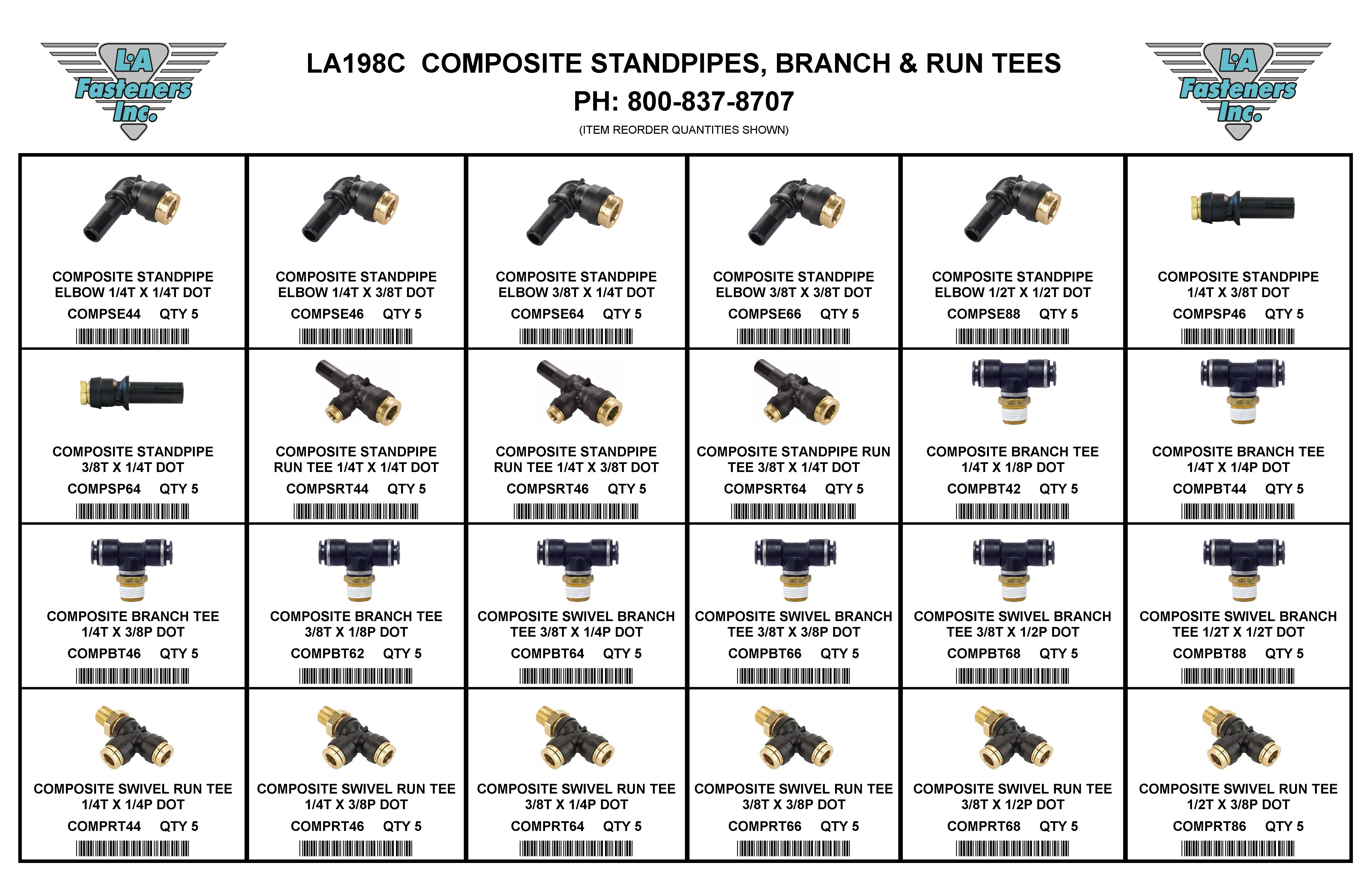ASSORTMENTS-PUSHLOK COMPOSITE STANDPIPE / BRANCH / RUN TEES