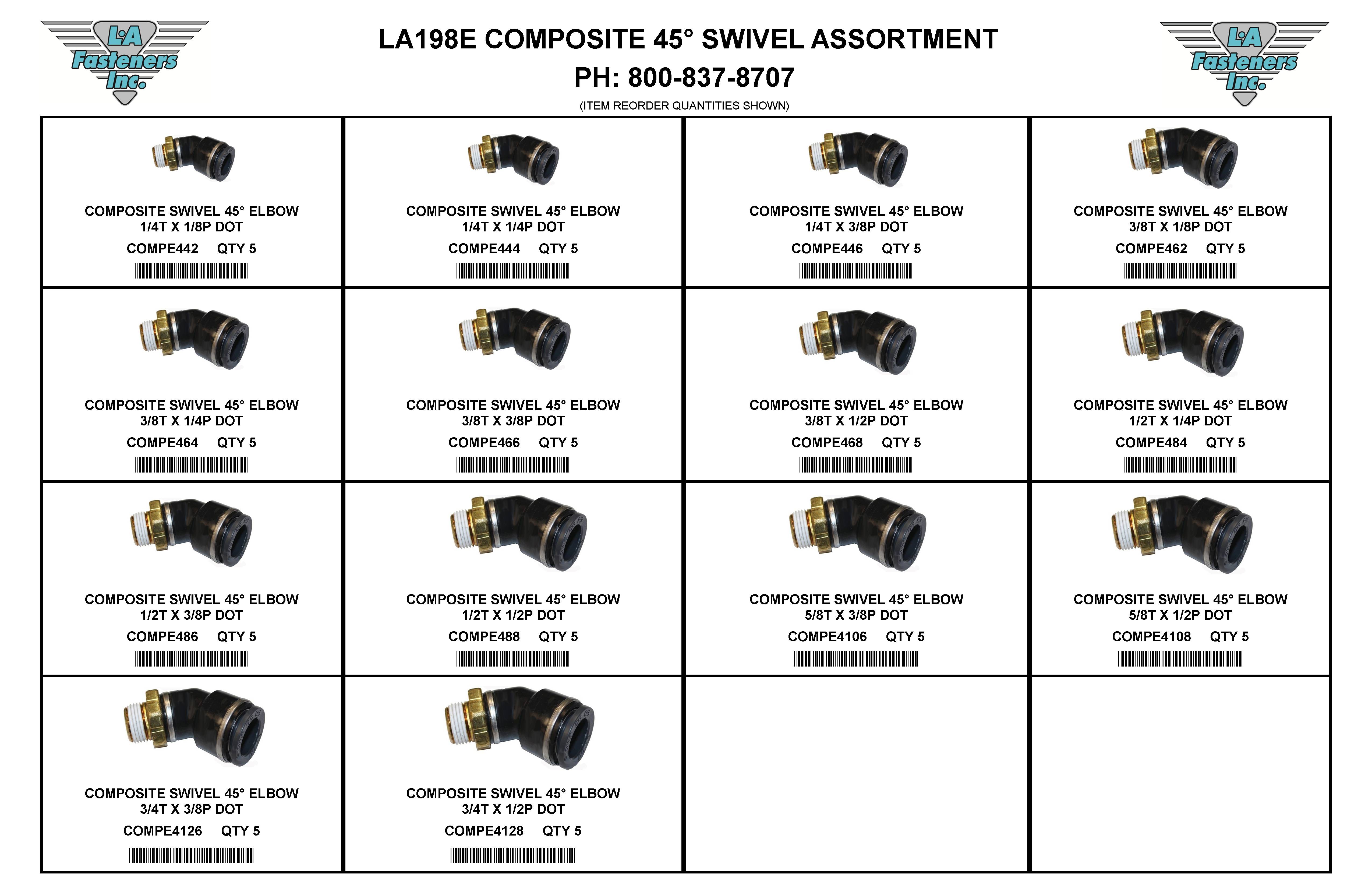 ASSORTMENTS-PUSHLOK COMPOSITE 45 DEGREE ELBOWS