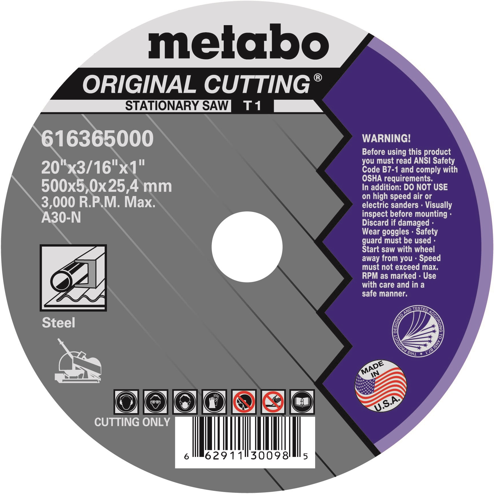CUT OFF WHEEL 20 X 3/16 X 1