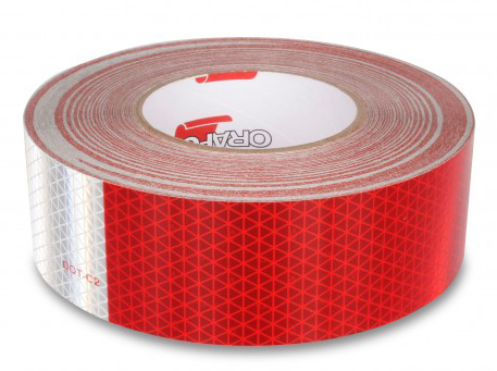 CONSPICUITY TAPE 2"X150'-WHITE 7" W/ RED 11" DOT
