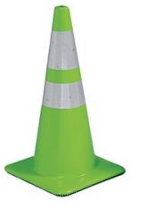 TRAFFIC CONE W/2 REFLECTIVE COLLARS 36 LIME GREEN