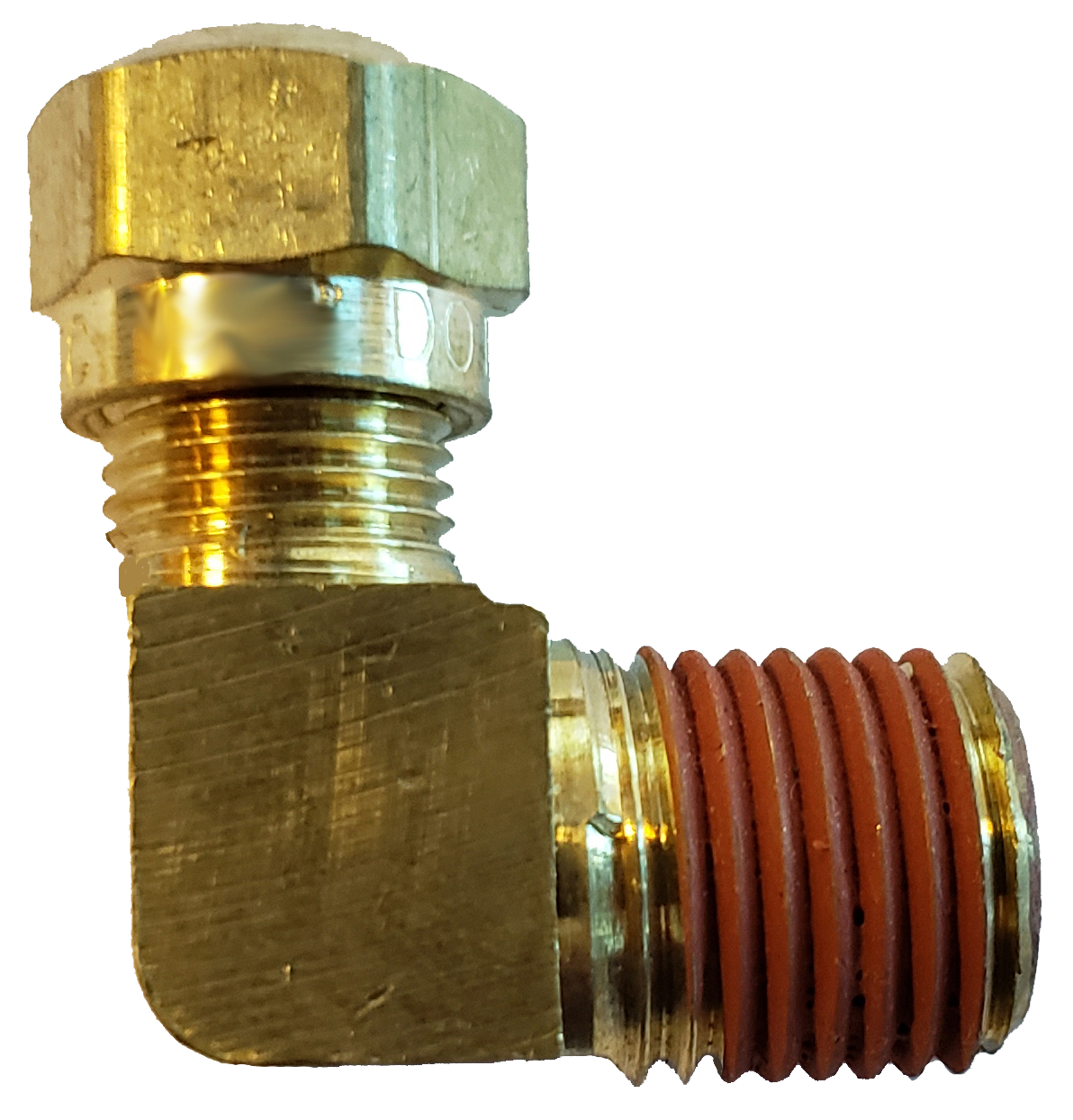 1/2X1/2 BRASS COMPRESSION FITTINGS DOT - PLASTIC LINE 90 DEGREE MALE ELBOW