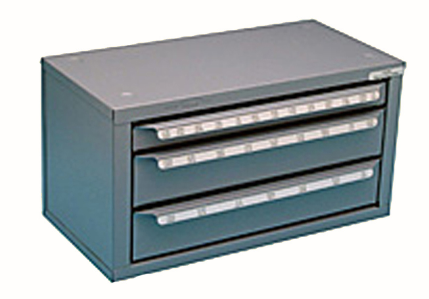 BIN  EMPTY 3 DRAW FRACTIONAL DRILL BIT DISPLAY CASE